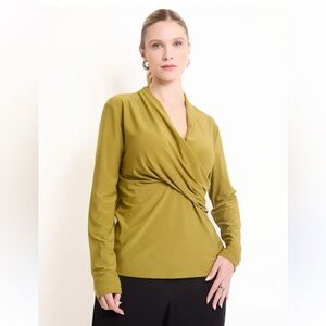 Neon Buddha Mustard Wrap Blouse Top